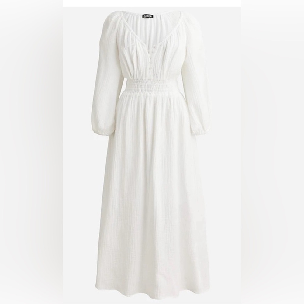 Crew V Neck midi dress in soft gauze